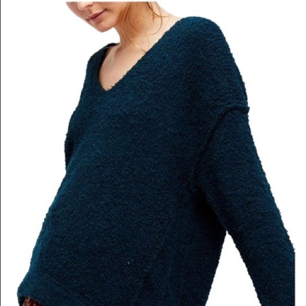 Lofty Boucle slouchy vneck alpaca sweater
